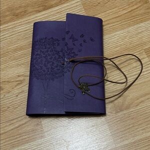 Purple Butterfly Embossed  Leather Journal